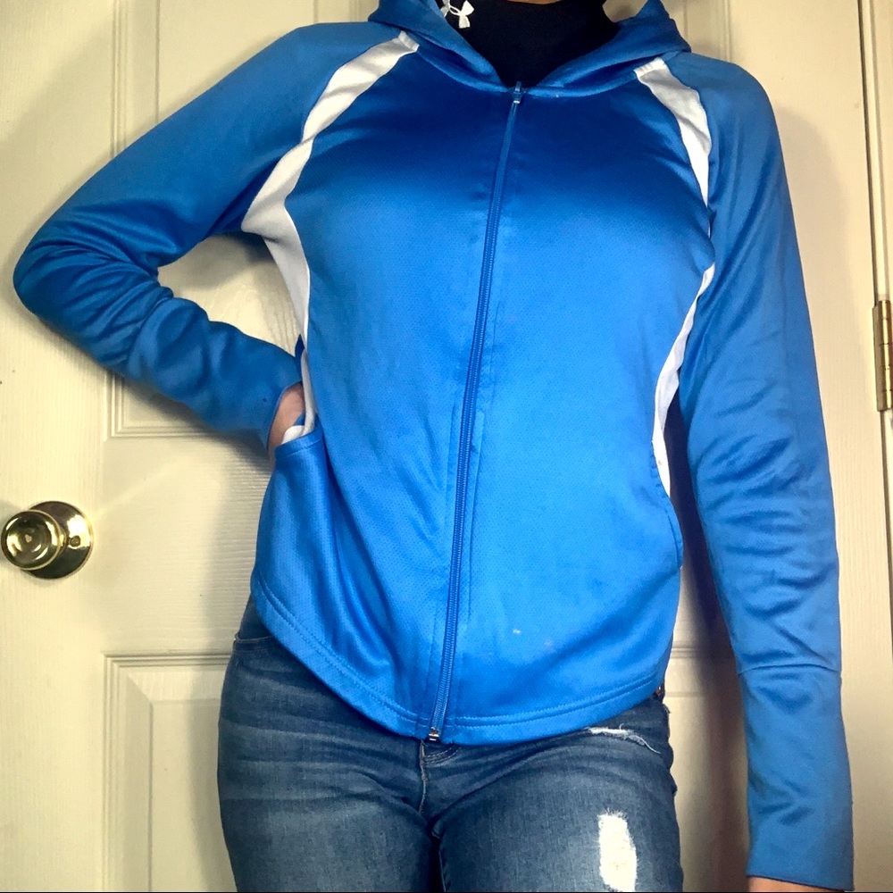 blue and white jacket